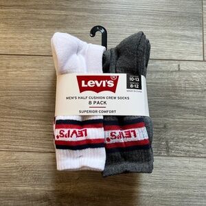 Levi's Men's Half Cushion Crew Socks 8 Pack Superior Comfort Size 8-12  NWT